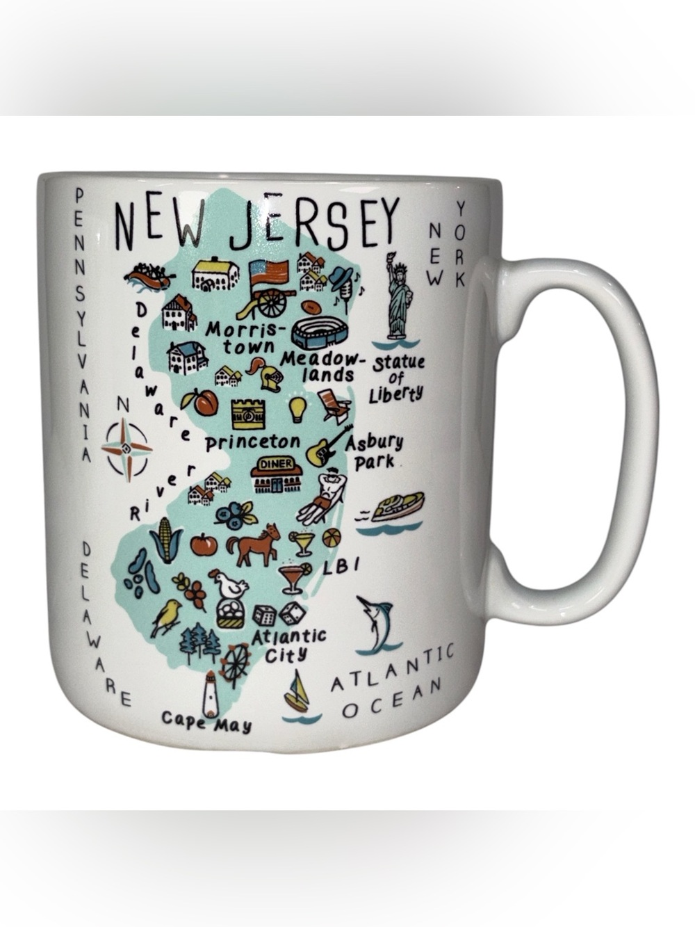 New Jersey Large Oversized 28 OZ Mug Cup 222 Fifth My Place State Map Coffee Tea